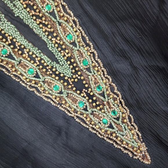 Free People Black XS Beaded Rhinestone Long Sleeve Dress - Picture 8 of 14